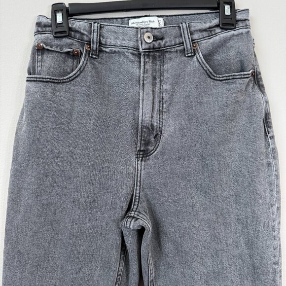 Abercrombie & Fitch Curve Love Ankle Straight High Rise Jeans Women's 4L Black - Picture 5 of 11